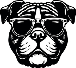 Bulldog Dog Face Vector Black Silhouette EPS File - Pet Design, T-Shirt Graphic, Cricut Art