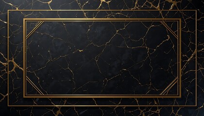 Marbled Grandeur: Gilded Crevices on Black Stones