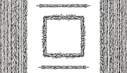 Braided Brush and Frames Knitted Seamless Pattern