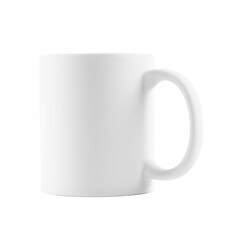 One blank ceramic mug isolated on white. Mockup for design