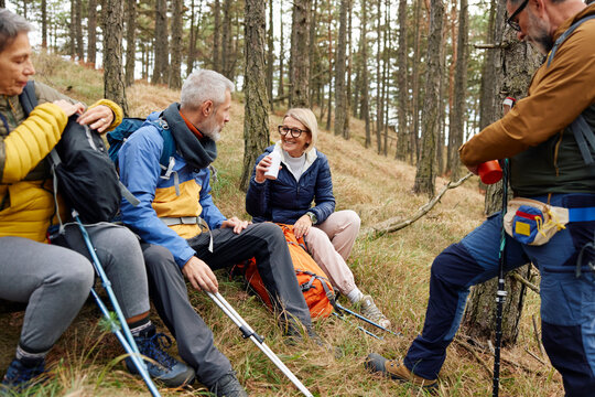 Hikers take time to relax in the forest