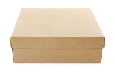 One blank cardboard box isolated on white. Mockup for design