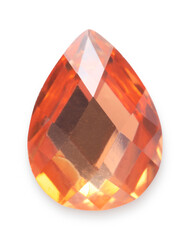 One orange shiny gemstone isolated on white