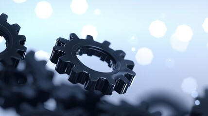 Dynamic mechanical gear movement industrial setting 3d animation technology close-up engineering concepts