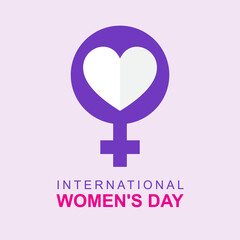 International women's day icon. Minimalistic design for Woman Day Heart Purple concept. Vector illustration
