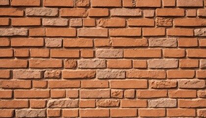 Fototapeta premium Rustic terracotta brick wall with rough texture and uneven color distribution
