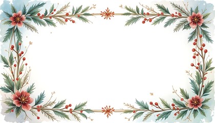 Rustic Christmas Wreath Frame with Holly Accents