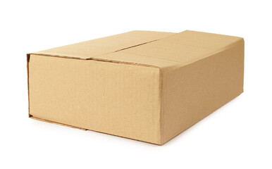 One cardboard parcel box isolated on white