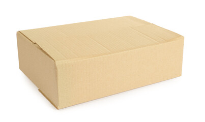One cardboard parcel box isolated on white