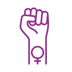 Woman hand or fist and International women's day icon. Minimalistic design for women gender, Girl Power and Empowerment concept. Vector illustration