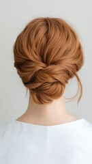 Obraz premium Elegant updo hairstyle inspiration studio setting photography minimalist environment close-up view beauty concept