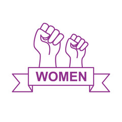 Women hands. Feminism Fists. Girl power line concept. Vector illustration