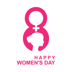 Woman silhouette and International women's day icon. Minimalistic design for 8 march concept. Vector illustration