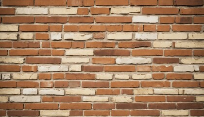 Fototapeta premium Vintage brick wall texture in muted brown and ochre tones, weathered over time