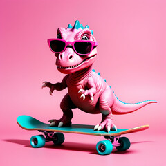 Cute dinosaur on a skateboard