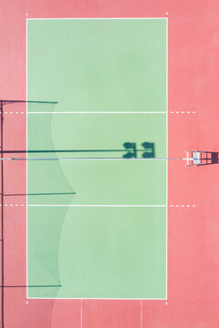 Aerial View of Volleyball Court with Net