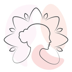 Woman Line Art Minimalist Logo. minimalist style portrait. Line flower, woman portrait. illustration