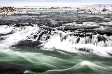 long exposure ice winter Iceland water running waterfall