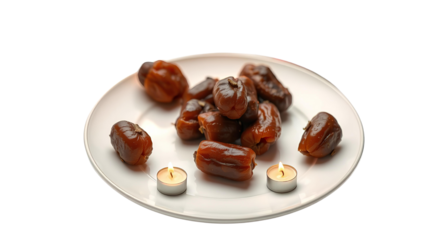 Photo of Ramadan Dates in a plate isolated on transparent background
