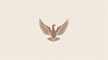 Obraz premium Vintage bird illustration with wings spread against a neutral background