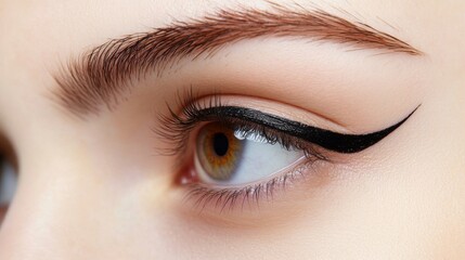 Fototapeta premium Close-up Eye Makeup Detail: Stunning Eyeliner and Lashes