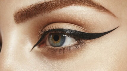 Obraz premium Close-up Eye Makeup Detail: Dramatic Eyeliner and Lashes