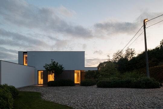 house and utility pole