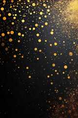 A black and gold background with gold dots