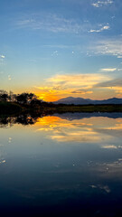 sunset over the lake