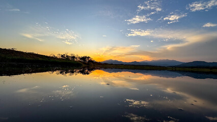 sunset over the lake