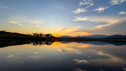 sunset over the lake