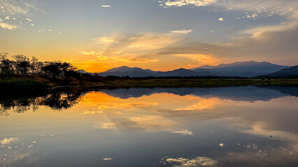 sunset over the lake