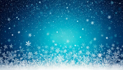 Falling snow flakes on blue background v, blue christmas background, winter template design vector illustration