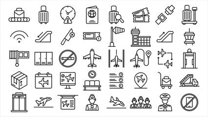 Airport icon line vector design collection in trendy style editable stroke