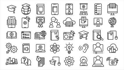 Collection of learning icon line vector designs in trendy style editable stroke