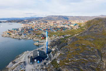 Aerial View of Ilulissat Town In Summer, Greenland  