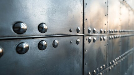 Detailed View of Industrial Metal Panels with Rivets