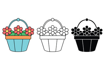 basket with flowers vector design
