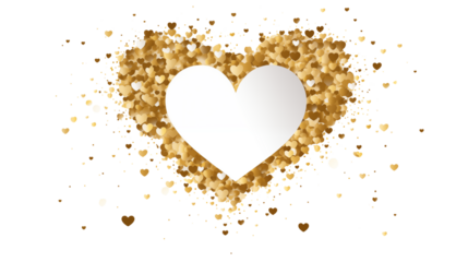 Elegant Golden Hearts Background for Valentine's Day isolated on transparent background