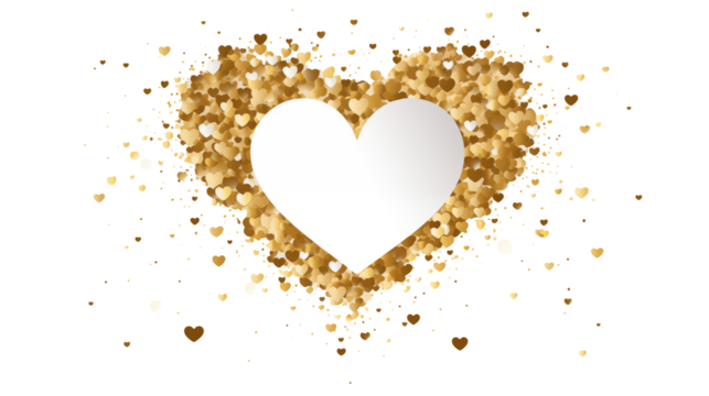 Elegant Golden Hearts Background for Valentine's Day isolated on transparent background