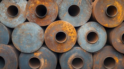 Stacked Rusty Metal Rolls - Industrial Texture