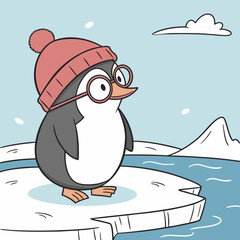 Penguin with hat and glasses