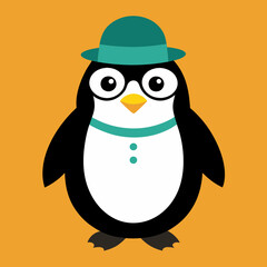 Naklejka premium penguin cartoon with sign