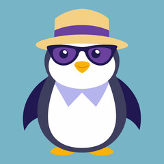Penguin with hat and sunglasses