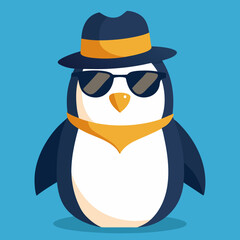 Penguin with hat and sunglasses