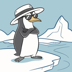 Penguin with hat and sunglasses