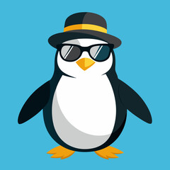 Penguin with hat and sunglasses