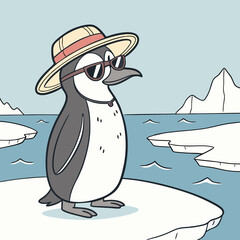 Penguin with hat and sunglasses