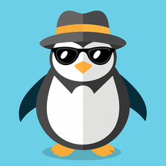 Penguin with hat and sunglasses