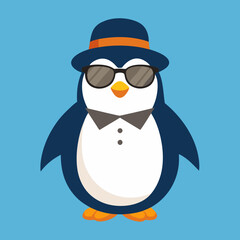 Penguin with hat and sunglasses